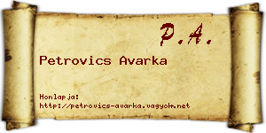 Petrovics Avarka névjegykártya